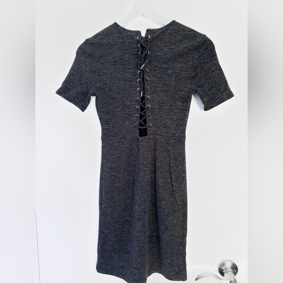 F21 Grey Knit Lace-Up Bodycon Dress - Picture 3 of 3